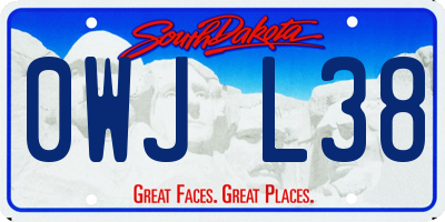 SD license plate 0WJL38