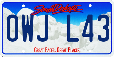 SD license plate 0WJL43