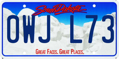 SD license plate 0WJL73