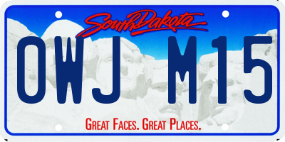 SD license plate 0WJM15