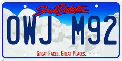 SD license plate 0WJM92