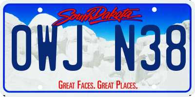SD license plate 0WJN38