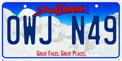SD license plate 0WJN49