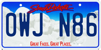 SD license plate 0WJN86