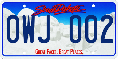 SD license plate 0WJO02