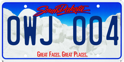 SD license plate 0WJO04