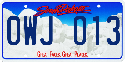 SD license plate 0WJO13
