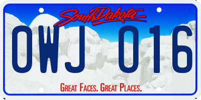 SD license plate 0WJO16
