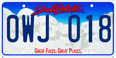 SD license plate 0WJO18