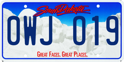 SD license plate 0WJO19