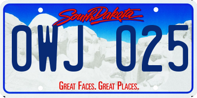SD license plate 0WJO25