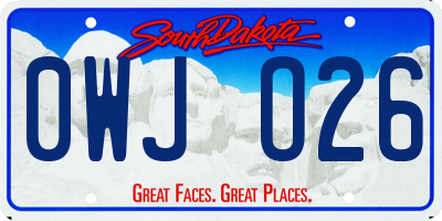 SD license plate 0WJO26
