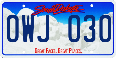 SD license plate 0WJO30
