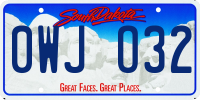 SD license plate 0WJO32