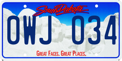 SD license plate 0WJO34