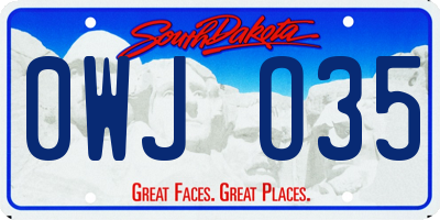 SD license plate 0WJO35