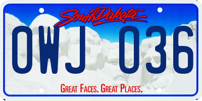 SD license plate 0WJO36