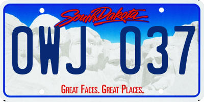SD license plate 0WJO37