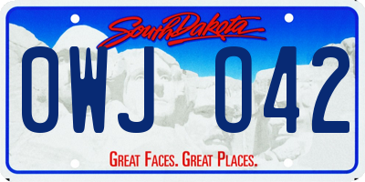 SD license plate 0WJO42