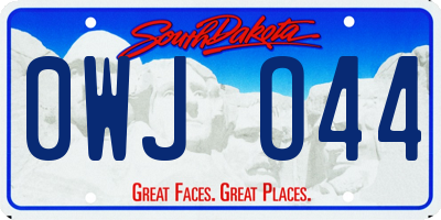 SD license plate 0WJO44