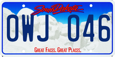 SD license plate 0WJO46