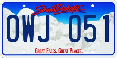 SD license plate 0WJO51