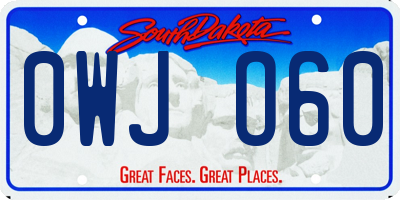 SD license plate 0WJO60