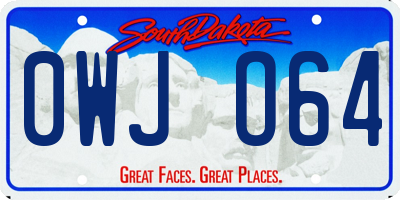 SD license plate 0WJO64