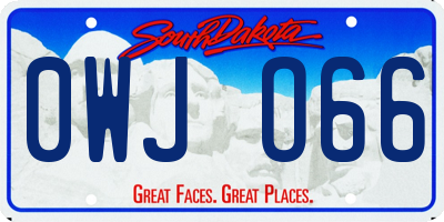 SD license plate 0WJO66