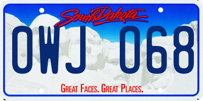 SD license plate 0WJO68