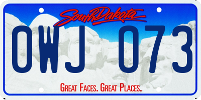 SD license plate 0WJO73