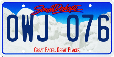 SD license plate 0WJO76