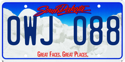 SD license plate 0WJO88