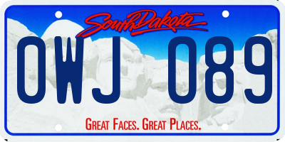 SD license plate 0WJO89