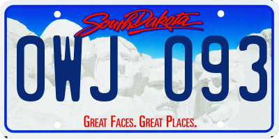 SD license plate 0WJO93
