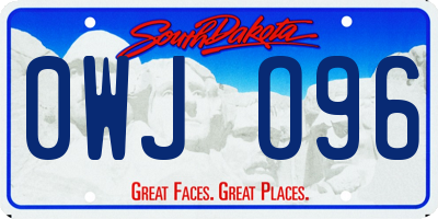 SD license plate 0WJO96