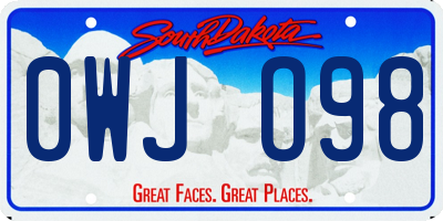 SD license plate 0WJO98