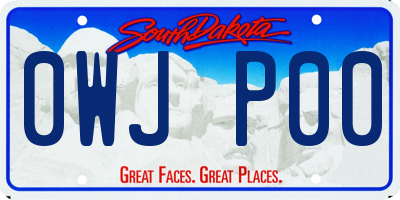 SD license plate 0WJP00