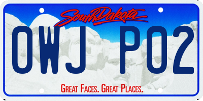 SD license plate 0WJP02
