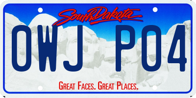 SD license plate 0WJP04