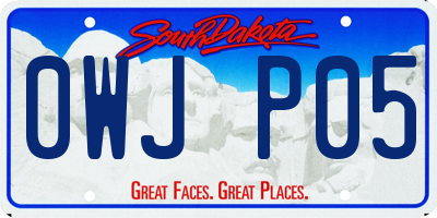 SD license plate 0WJP05