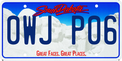 SD license plate 0WJP06