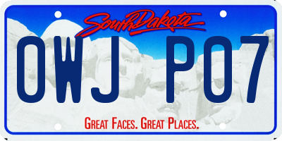 SD license plate 0WJP07