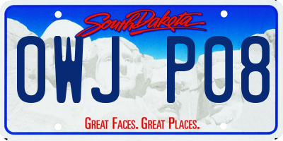 SD license plate 0WJP08