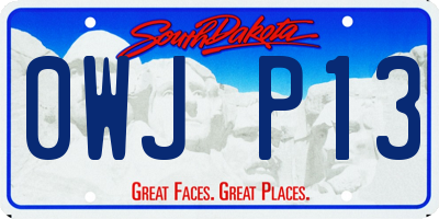 SD license plate 0WJP13