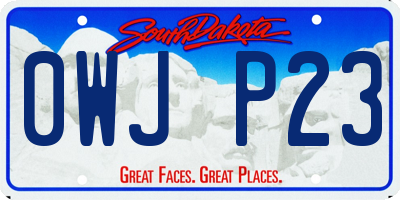 SD license plate 0WJP23