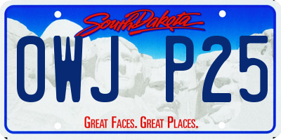 SD license plate 0WJP25