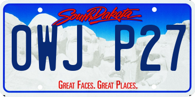 SD license plate 0WJP27