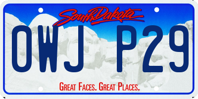 SD license plate 0WJP29