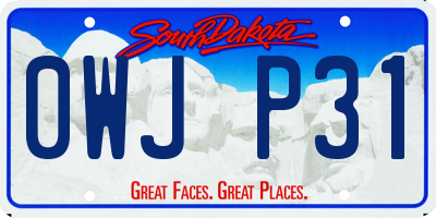 SD license plate 0WJP31